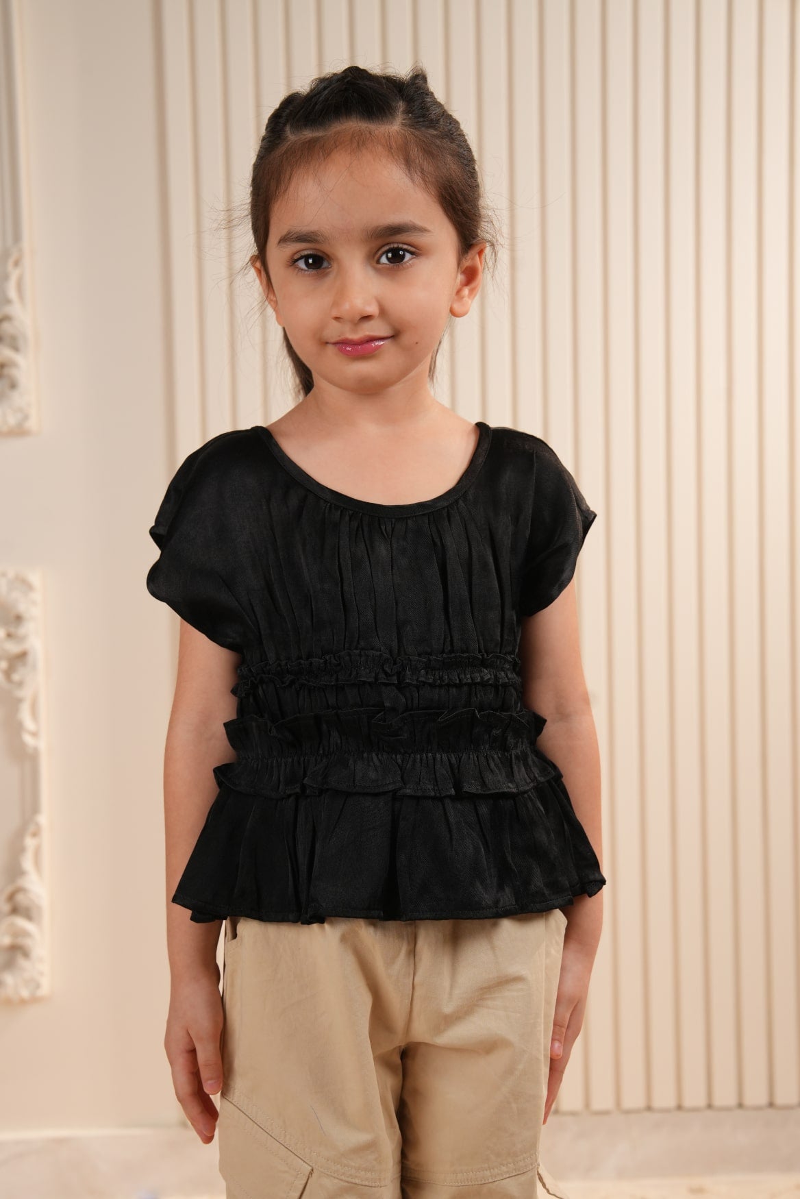 Black Gathered Top