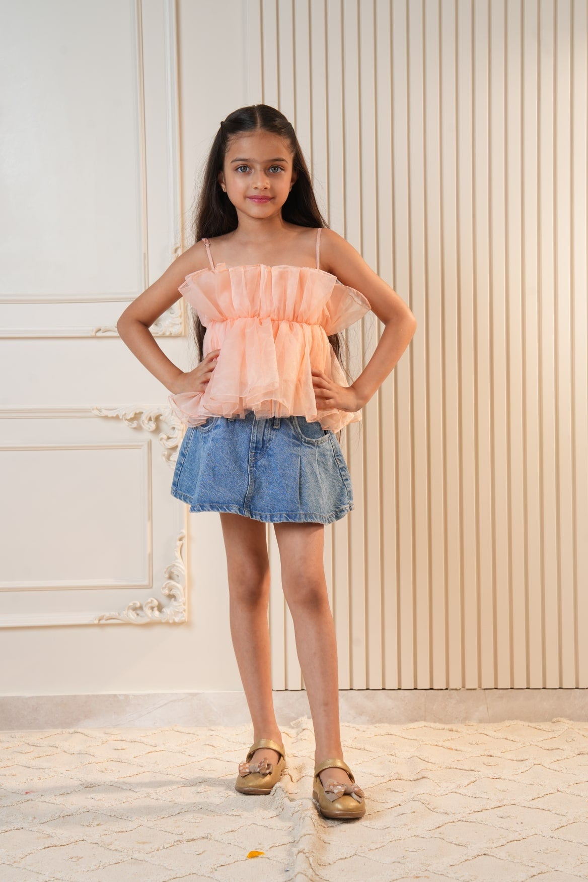Peach Tulle Top