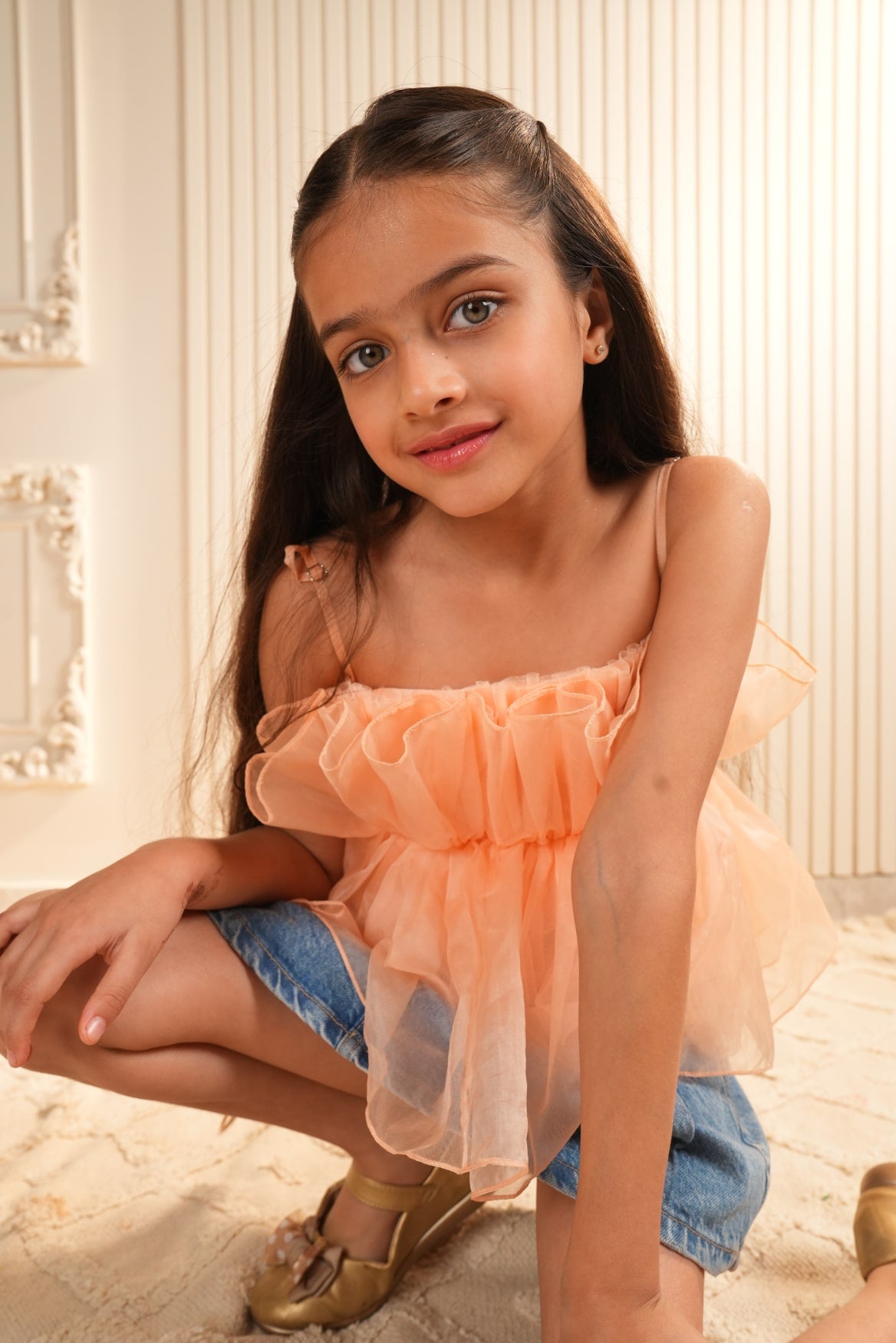 Peach Tulle Top