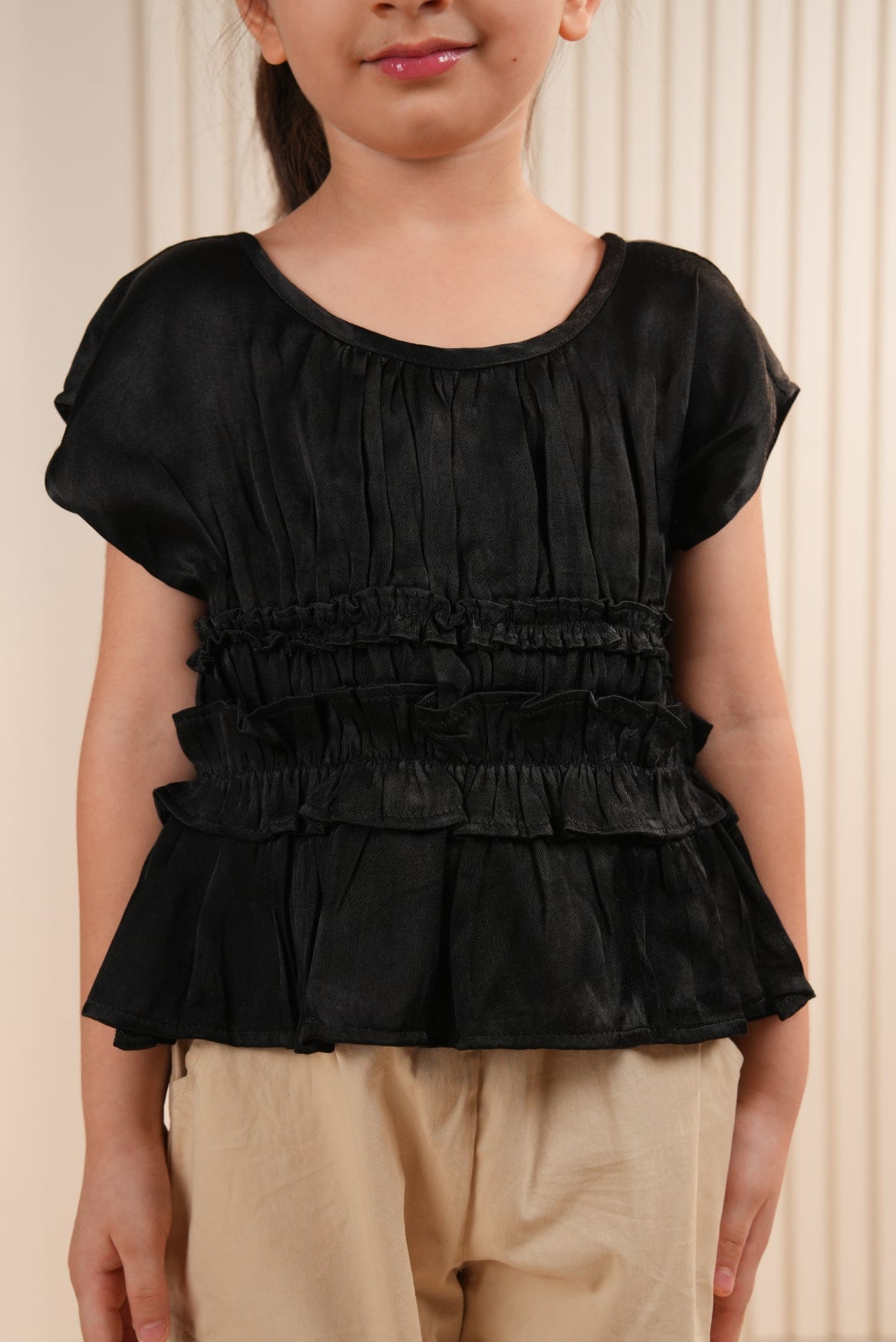 Black Gathered Top