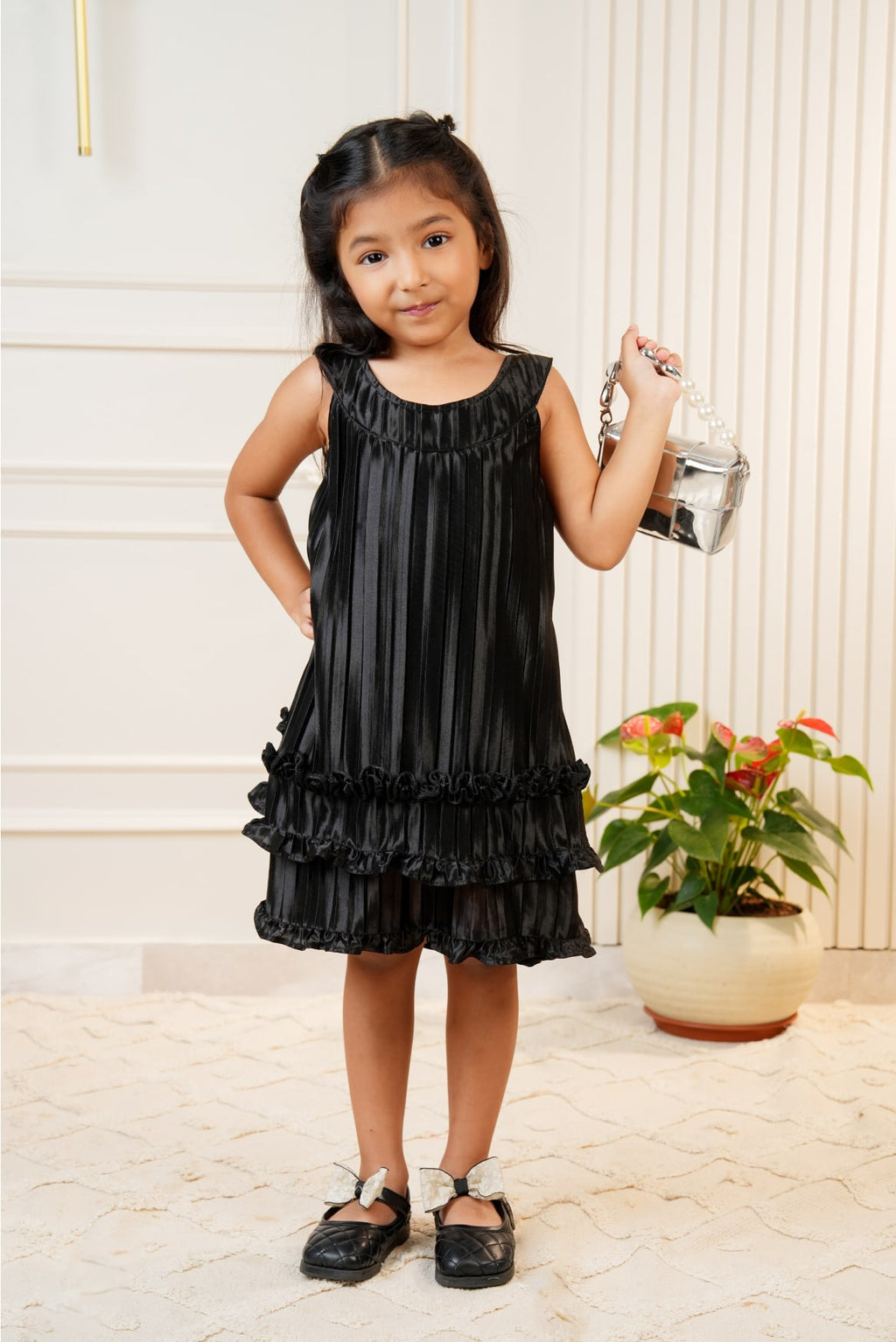 Black pleated dress
