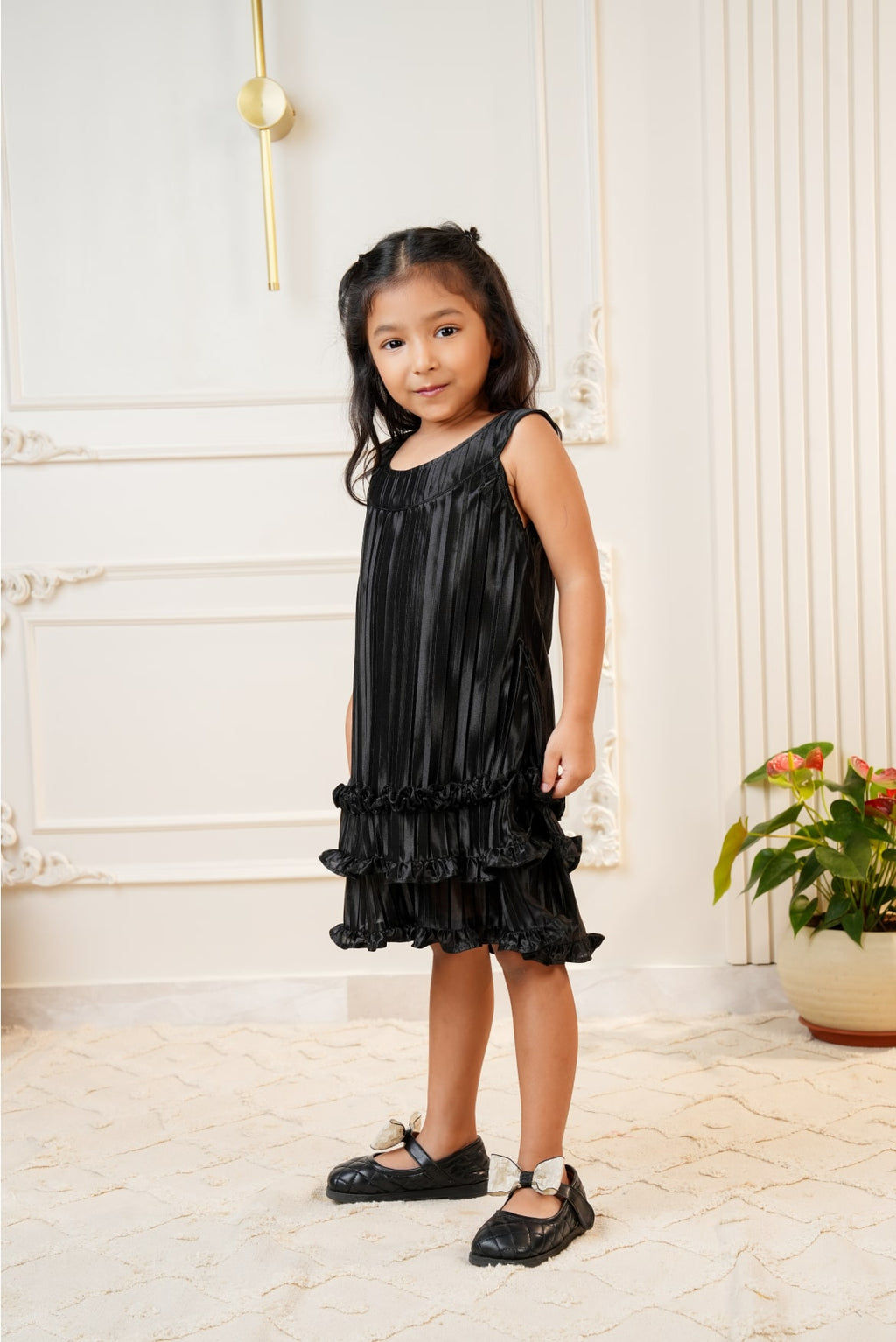 Black pleated dress