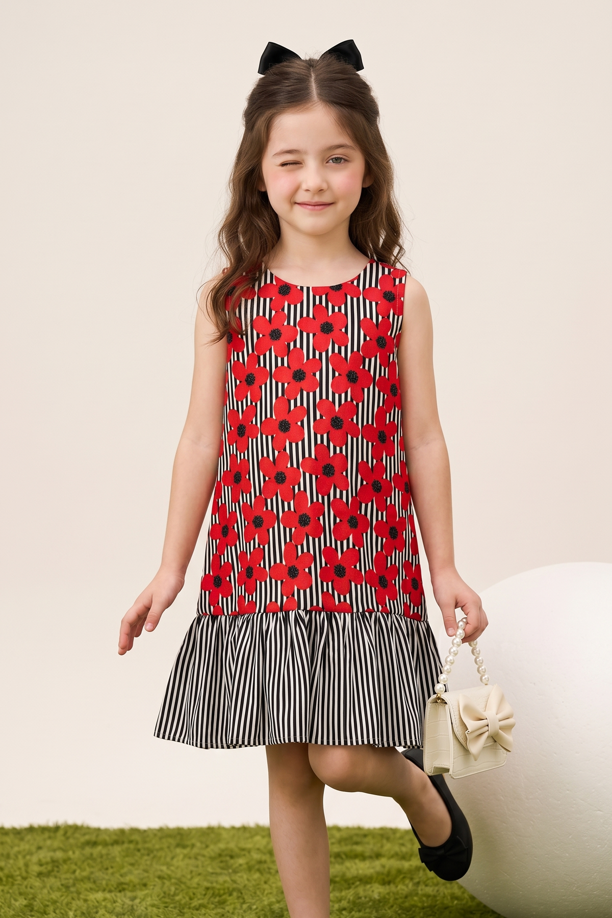 Stripe Flower Printed Dress