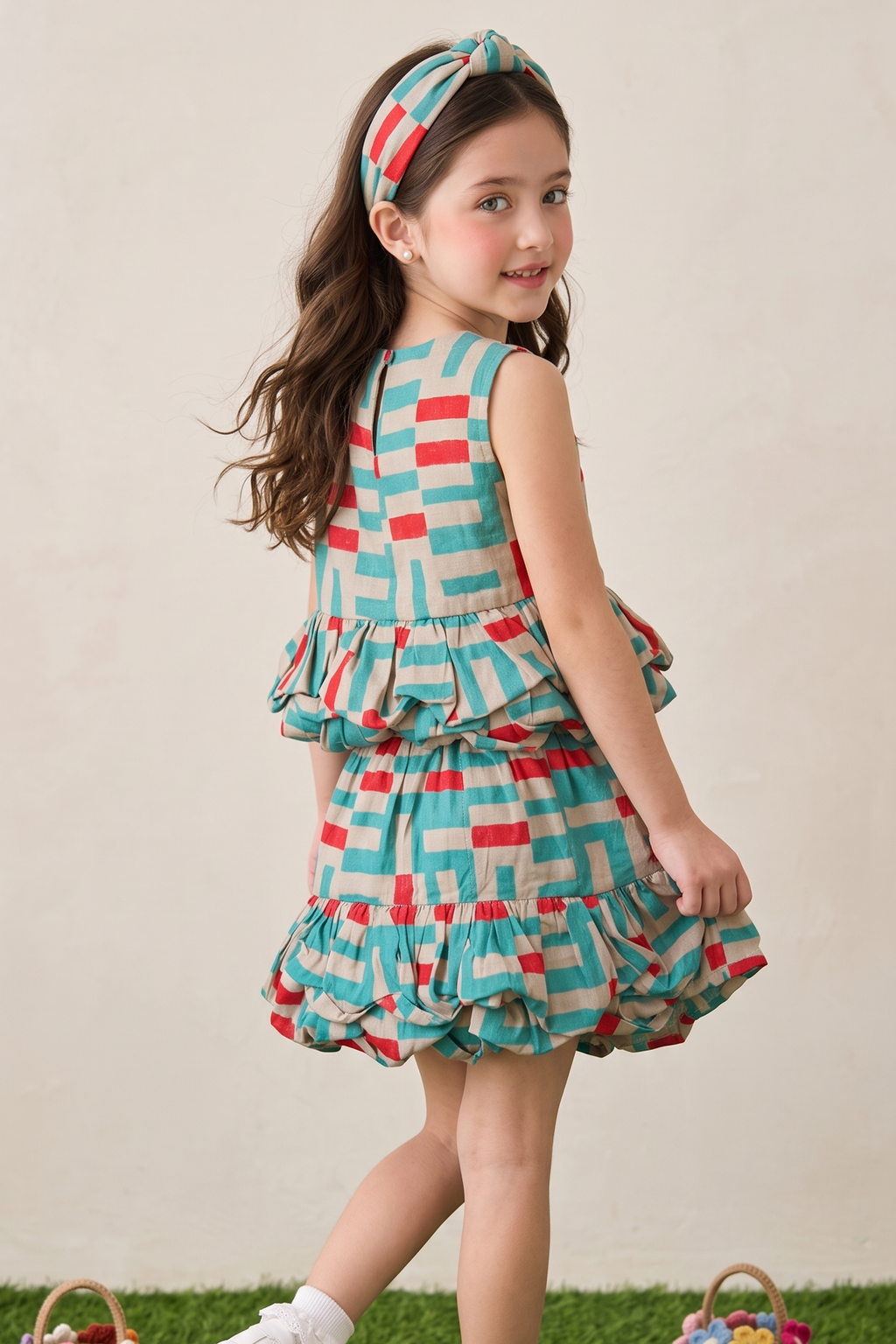 Blue Printed Frill Co-ord Set