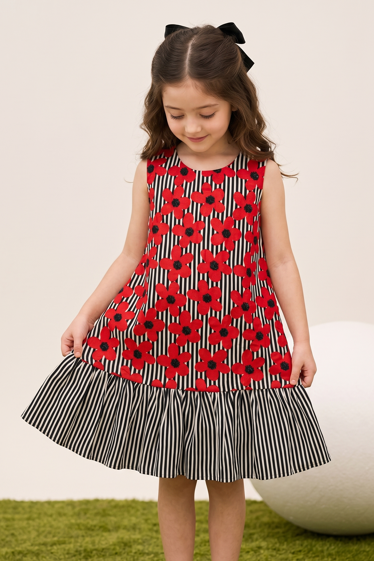 Stripe Flower Printed Dress