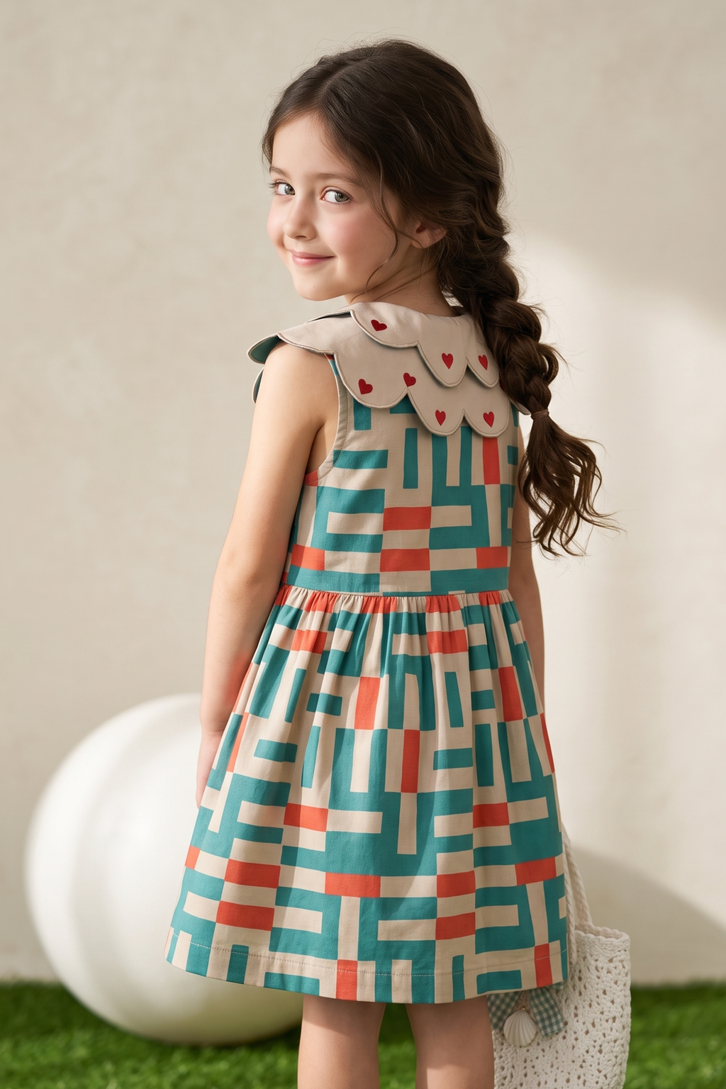 Blue Printed Collar Dress
