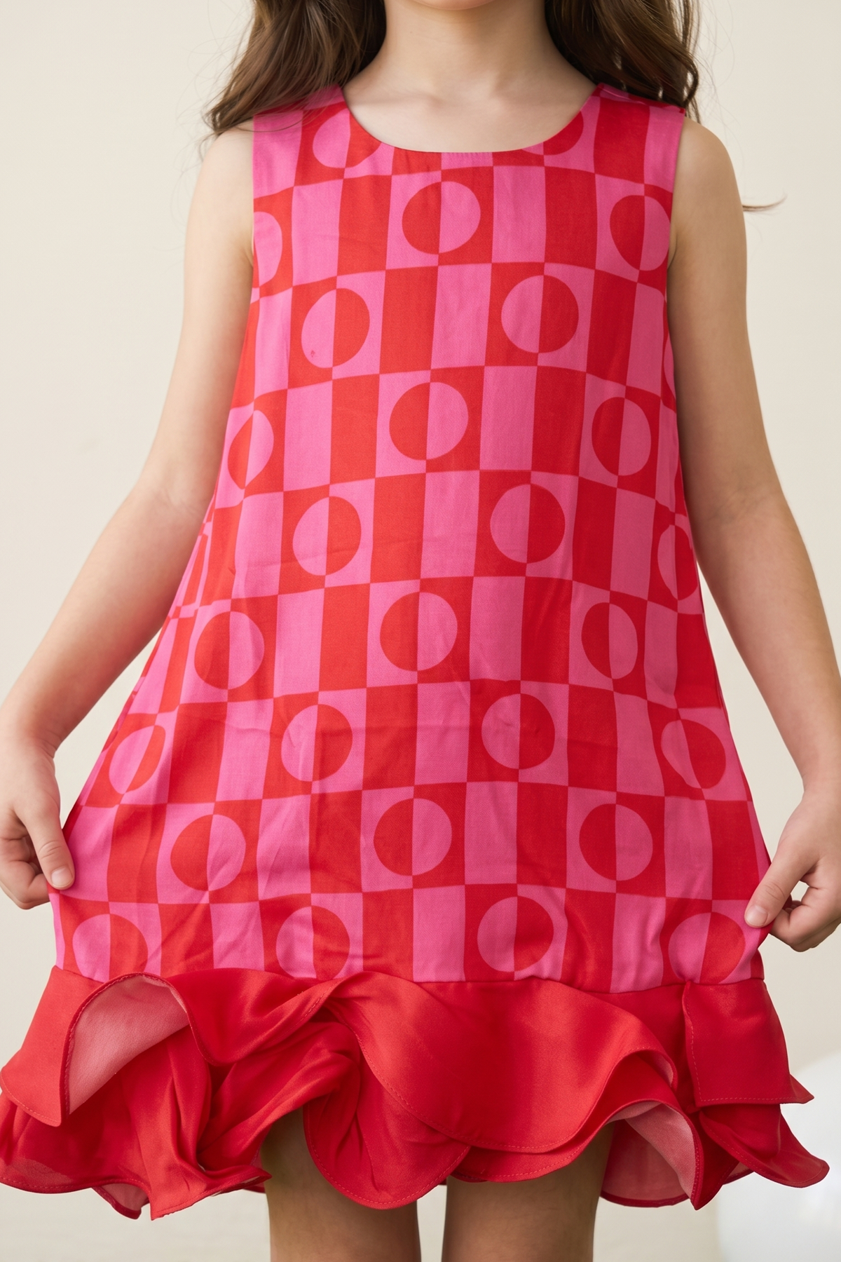 Pink Printed Frill Dress