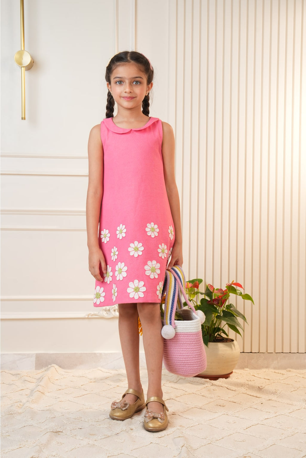 Pink hand embroidered dress