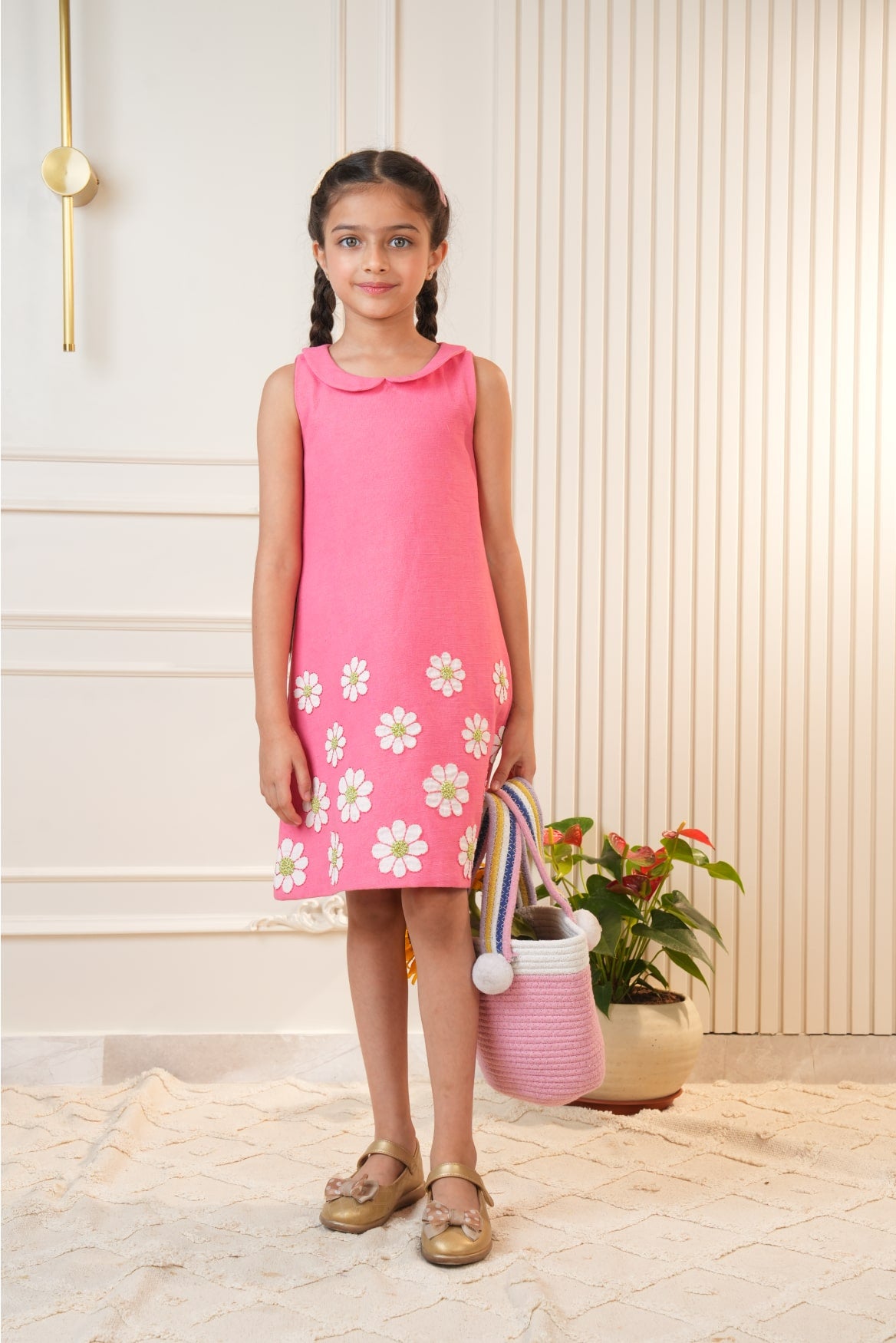 Pink hand embroidered dress