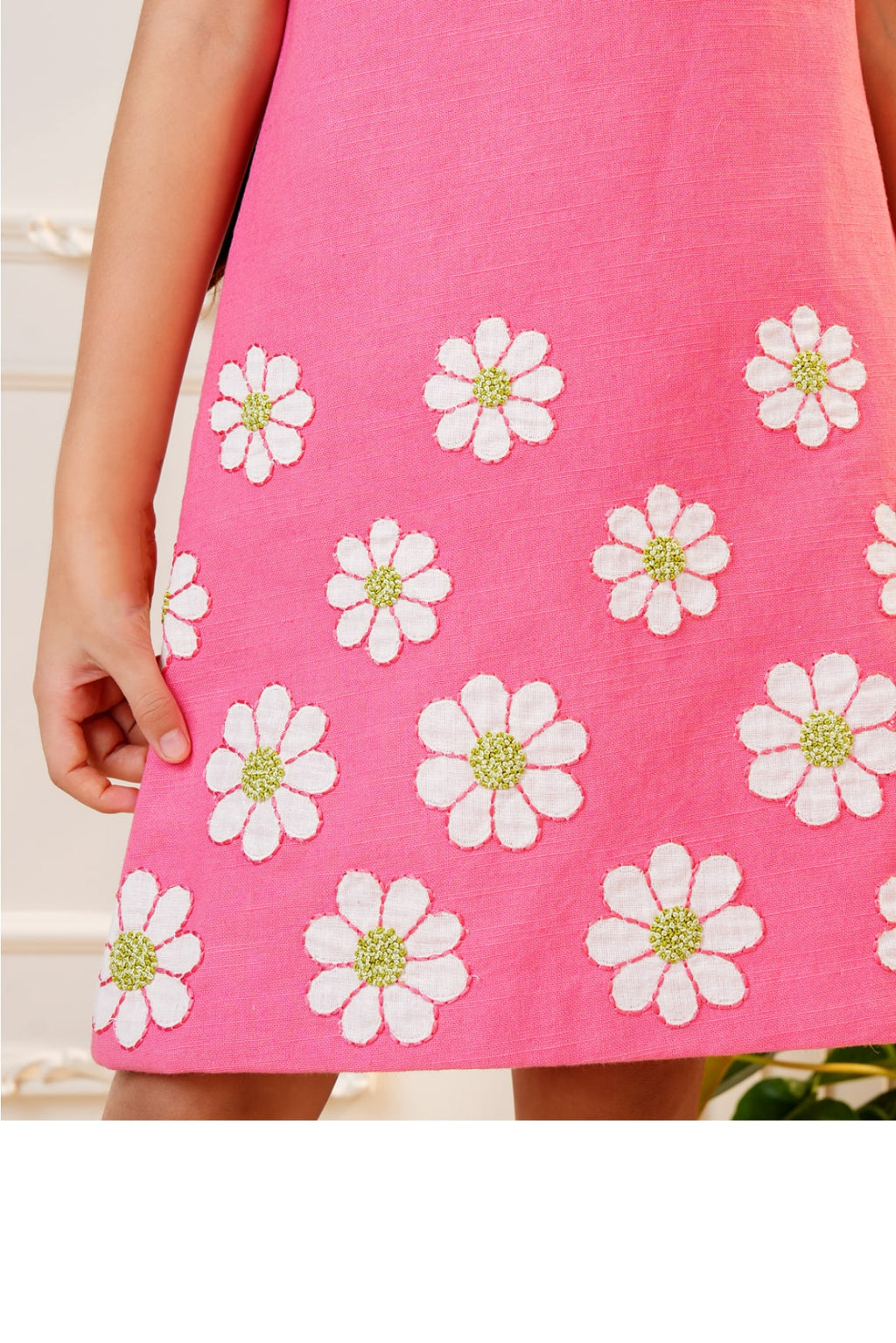 Pink hand embroidered dress