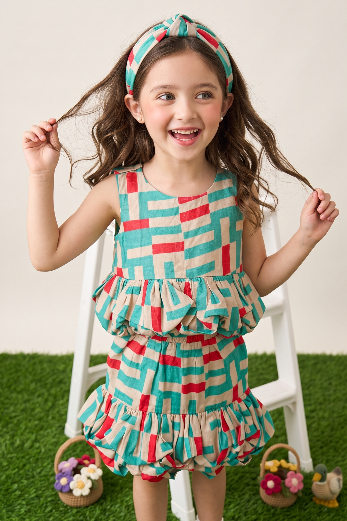Blue Printed Frill Co-ord Set