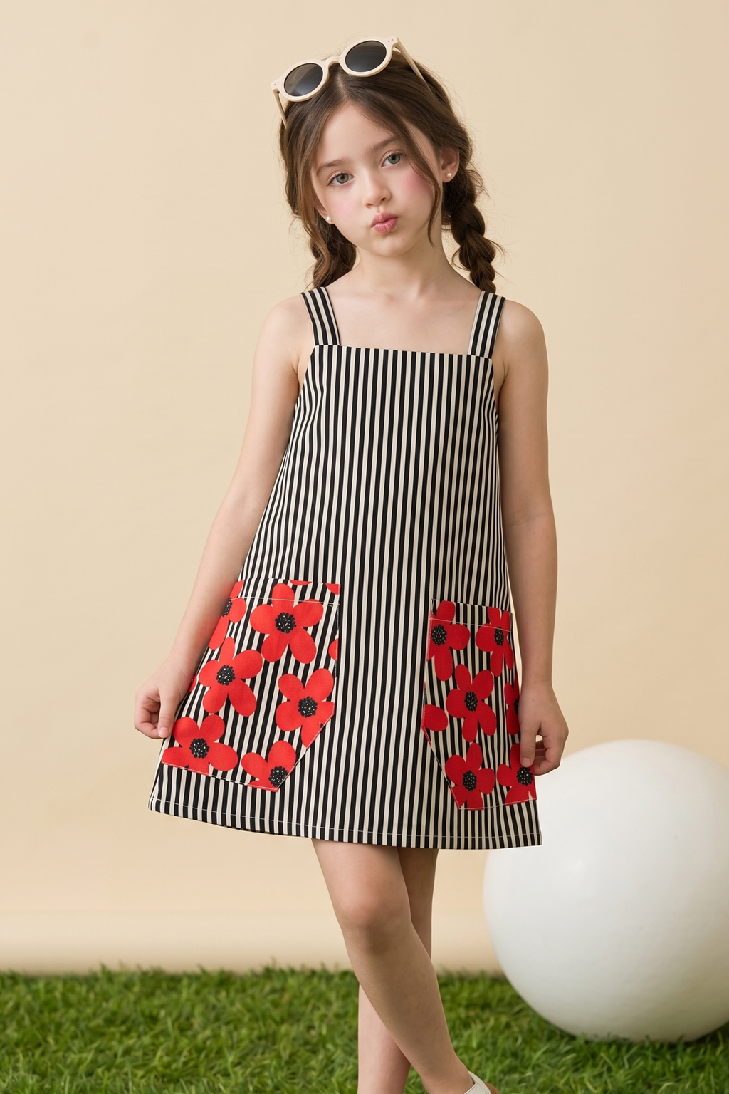 Black Stripe Printed Dress