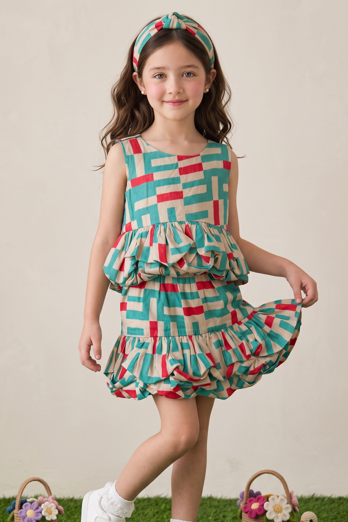 Blue Printed Frill Co-ord Set