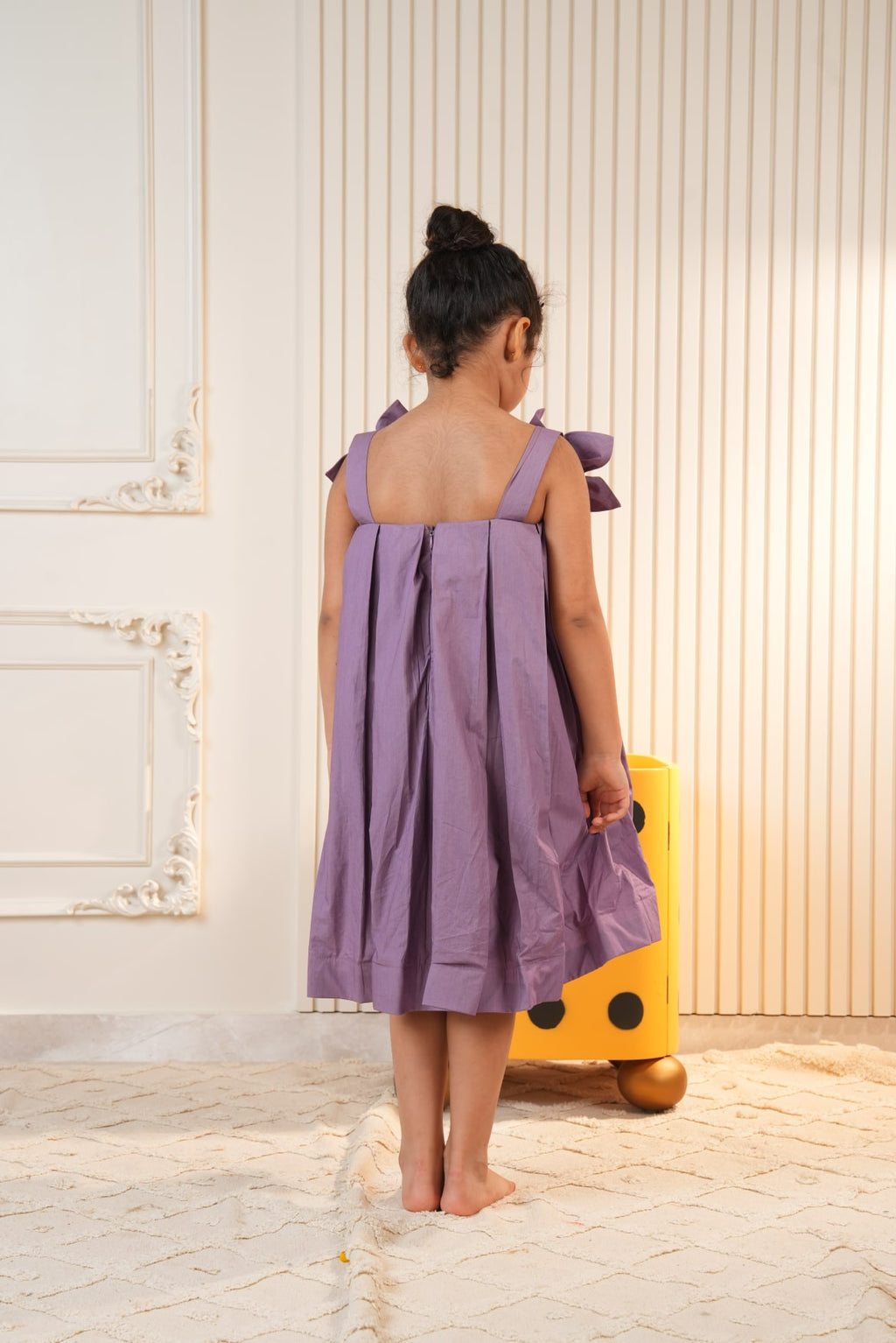 Purple Pleated Flower Dress